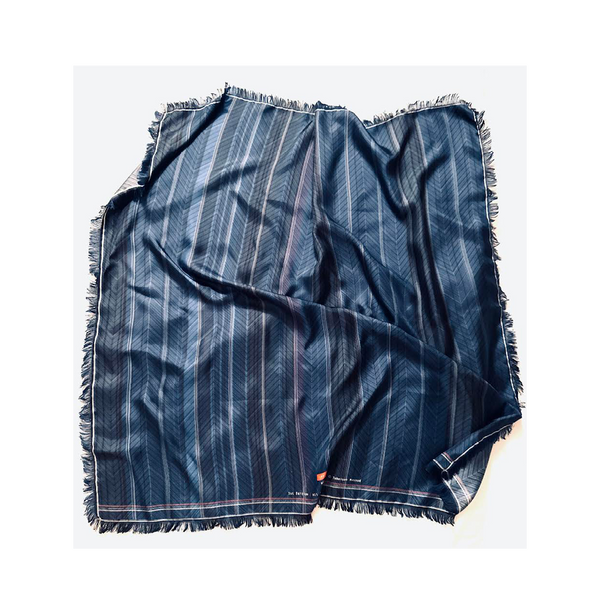 Navy Herringbone Silk Scarf | Tehniyet Masood | First Edition 2023