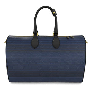 Navy Herringbone Leather Duffel